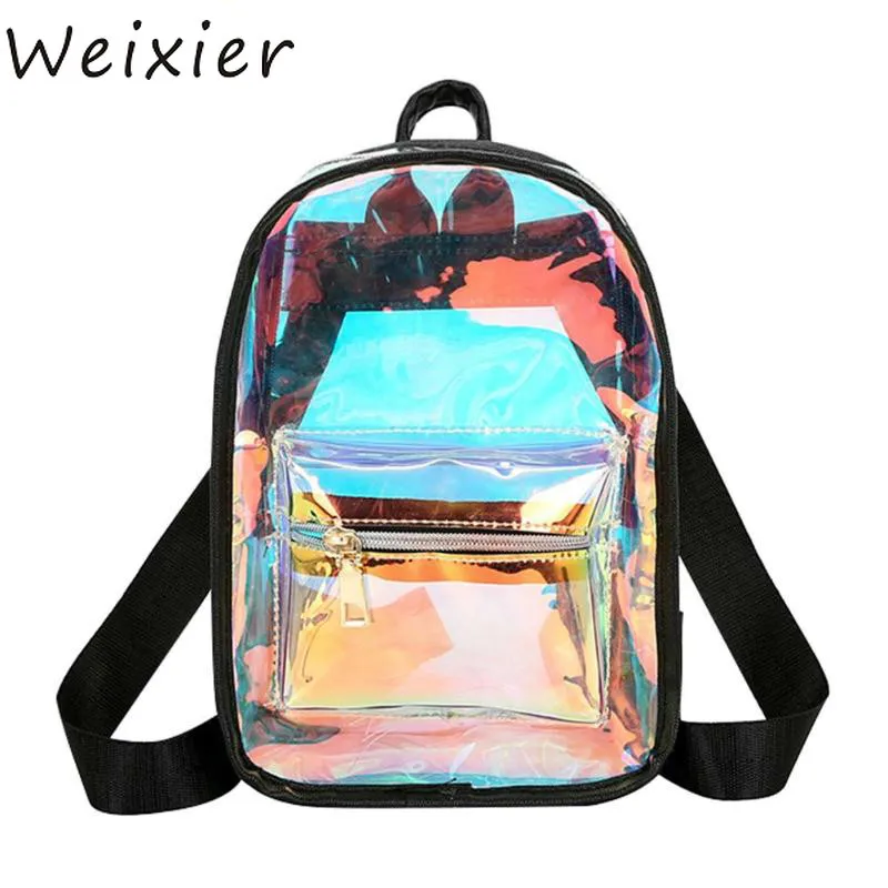 

Лазерный рюкзак WEIXIER, школьные рюкзаки с голограммой, школьные ранцы для девочек-подростков, голографическая сумка через плечо, женский рюк...