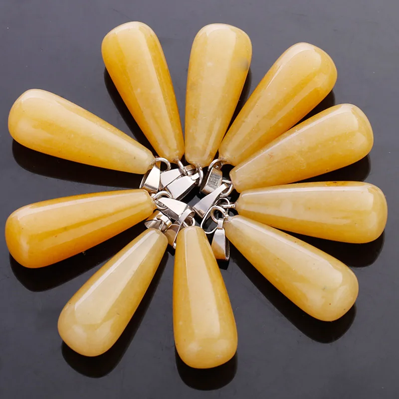 Yellow jade Натуральный Камень Капля воды подвеска с бусинами из кристаллов DIY ювелирных изделий Модные аксессуары ручной работы 50 шт./лот - Окраска металла: Yellow jade