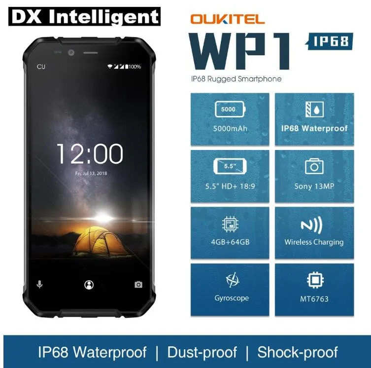 Oukitel WP1 5 &quotHD 5000 mAh Quick Charge IP68 Водонепроницаемый MTK6763 Octa Core 4 GB + 64 13MP двойной Камера
