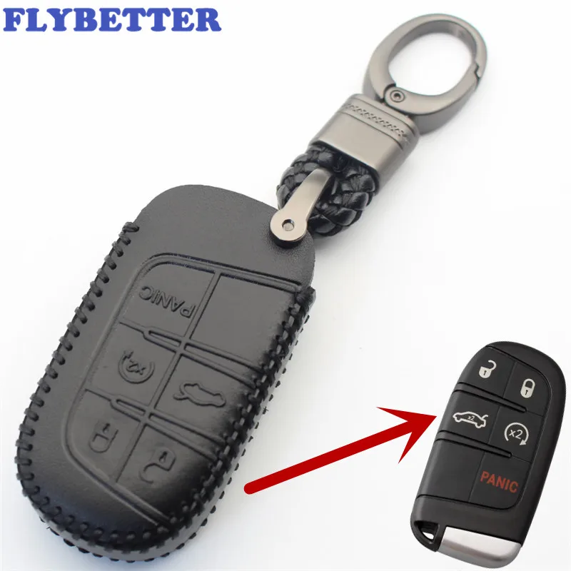 FLYBETTER брелок из натуральной кожи 5 чехол для ключей с кнопками Jeep Grand Cheroke Fiat Chrysler 300
