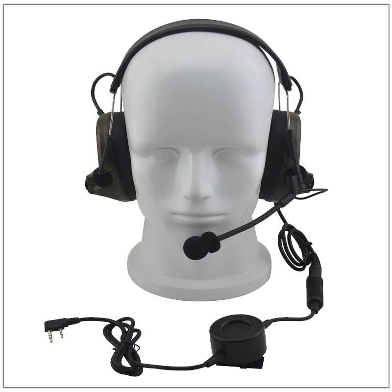 anti- Noise tactical HEADSET Duty Noise Reduction Headset w/ big Switch PTT & 2-pin K plug for Kenwood Baofeng Airsoft Hunting