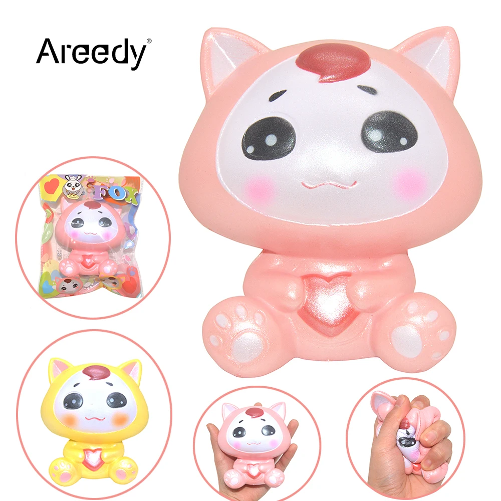 

14 Pieces/lot Areedy Lovely Fox Squishy Lemon Scented Super Slow Rising 10cm Cute Heart Kids High Quality Toy Gift Wholesale
