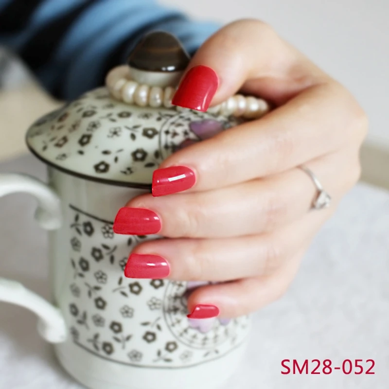 24 шт./набор высокое качество сексуальные красные накладные ногти короткие