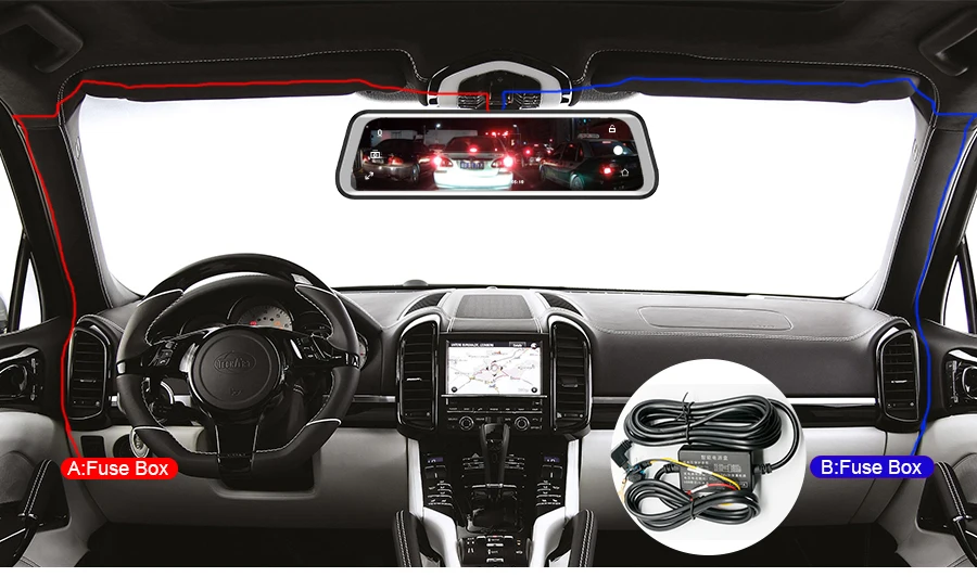 Kommander Автомобильный видеорегистратор поток зеркало заднего вида dash cam Full HD 1080P полный сенсорный экран 1" авто камера автомобильный рекордер dash cam