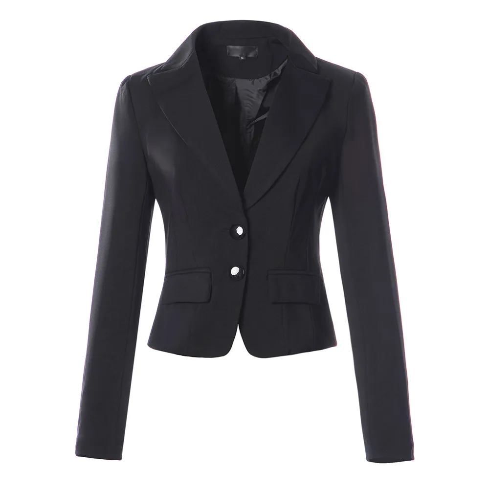 JAYCOSIN Женская куртка блейзеры женский сплошной цвет две кнопки карман Slim Fit маленький костюм пальто офисная куртка повседневные Топы блейзер