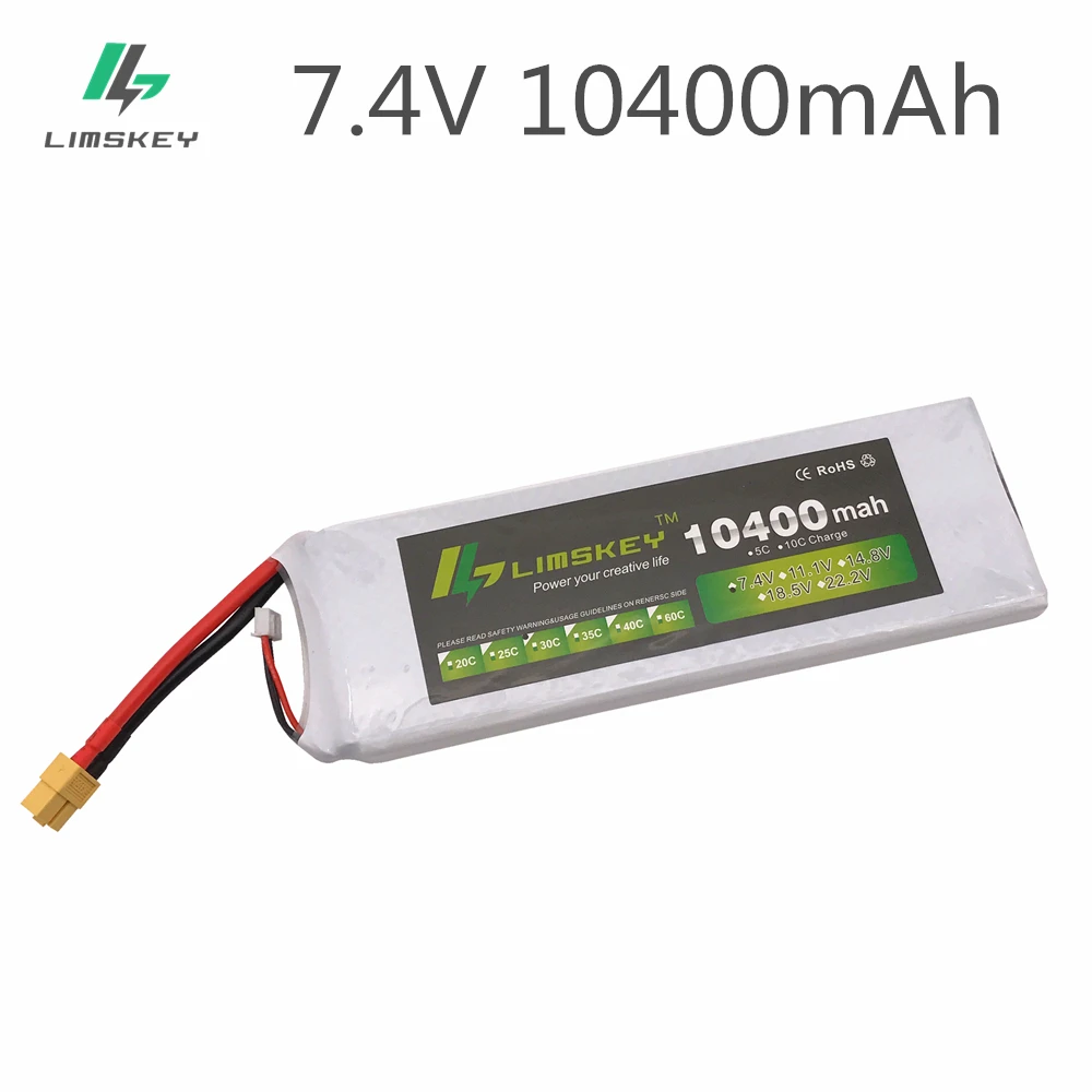 Limskey Lipo аккумулятор высокой емкости 7 4 В 10400 мА/ч 30C 2S LiPo 1P для радиоуправляемой