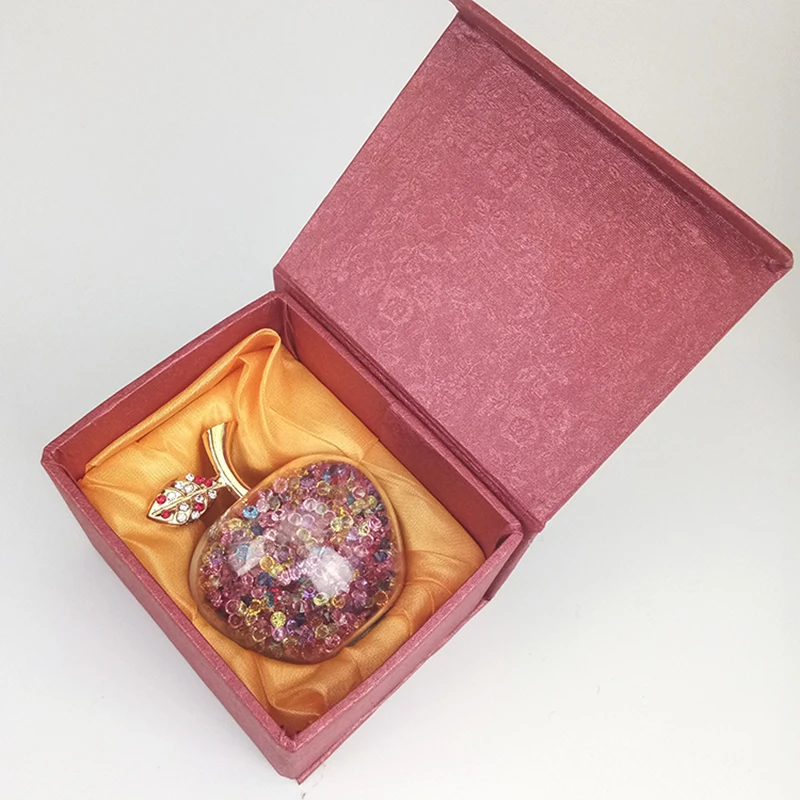 

80mm 7 Colors Crystal Glass Apple Paperweight with Diamond Apple Figurine Ornaments Home Decor Table Decoration&Accessories Gift