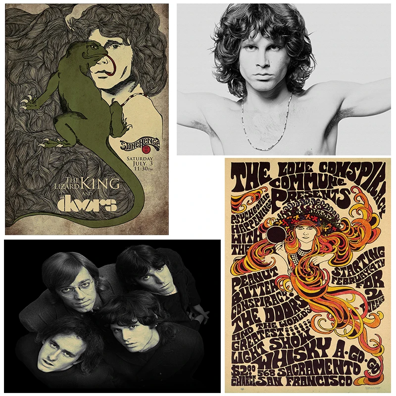 Vintage Poster home decor The Doors Jim Morrison Kraft rock Poster retro poster rock band music star poster wall pictures