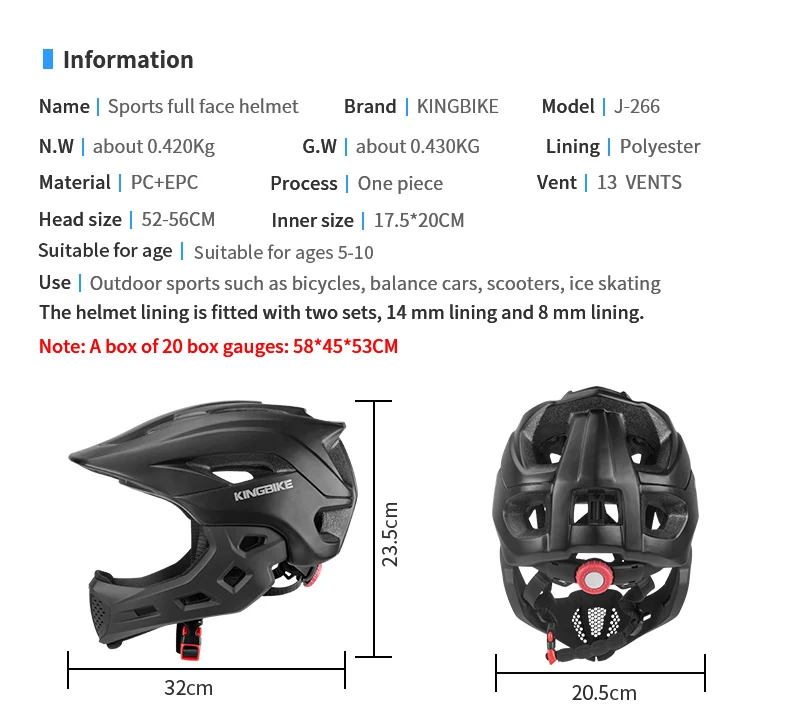 KINGBIKE велосипедный шлем для детей Полный лицевой Чехол спортивные шлемы Детские MTB велосипедные шлемы для катания на коньках безопасная защита