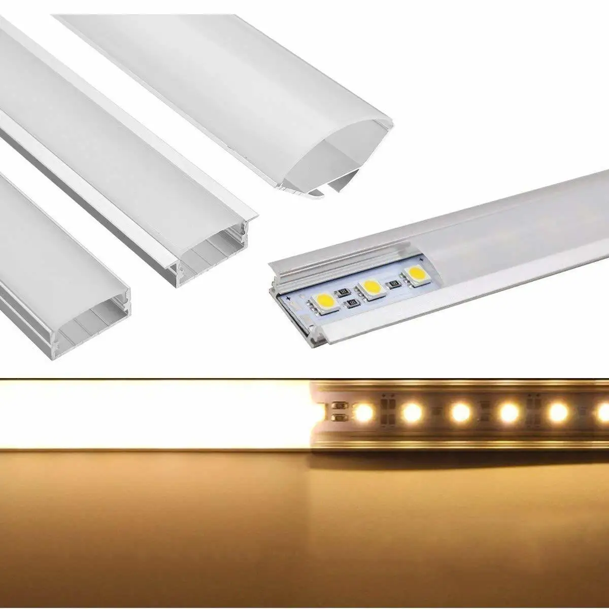 50cm U YW V Shape Aluminum Channel Holder For Bar Under Cabinet Led Rigid Light Lamp Profile Clips Strip Cover With 2 Buckle |