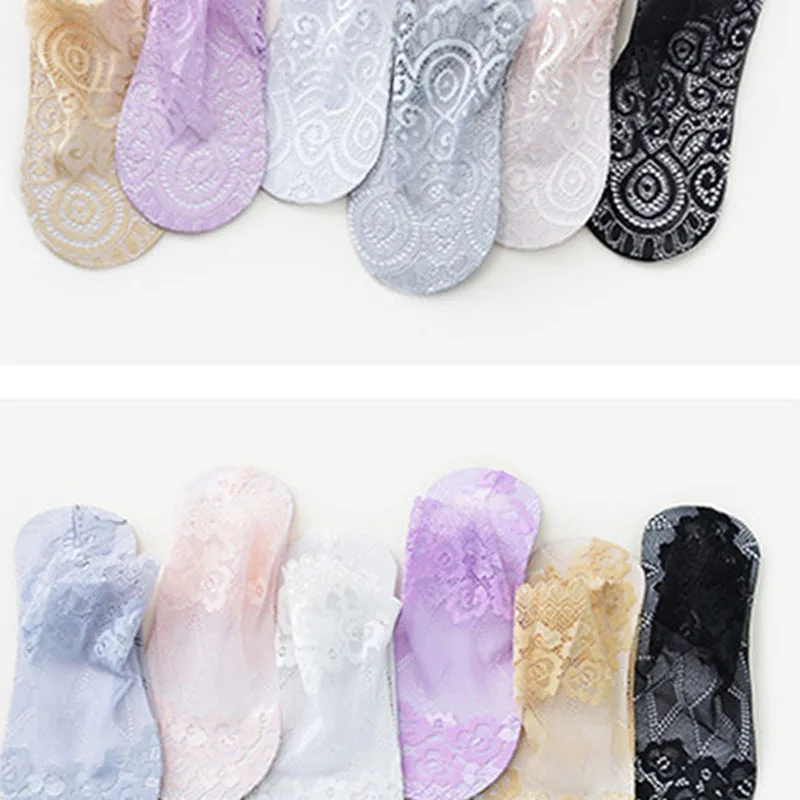 [WPLOIKJD] Японские прозрачные носки с цветочным рисунком и неглубоким горлом