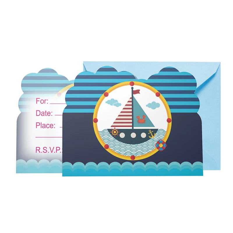 6 шт./лот Новое поступление милая синяя парусная лодка мультяшная