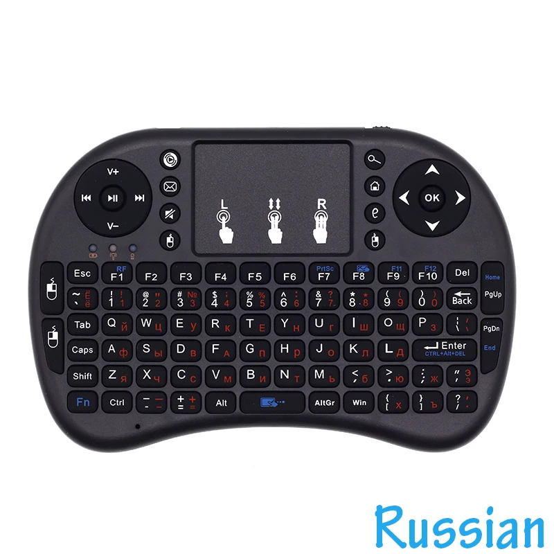 I8 английская русская клавиатура 2 4G мини беспроводная Air Mouse с тачпадом для Android TV