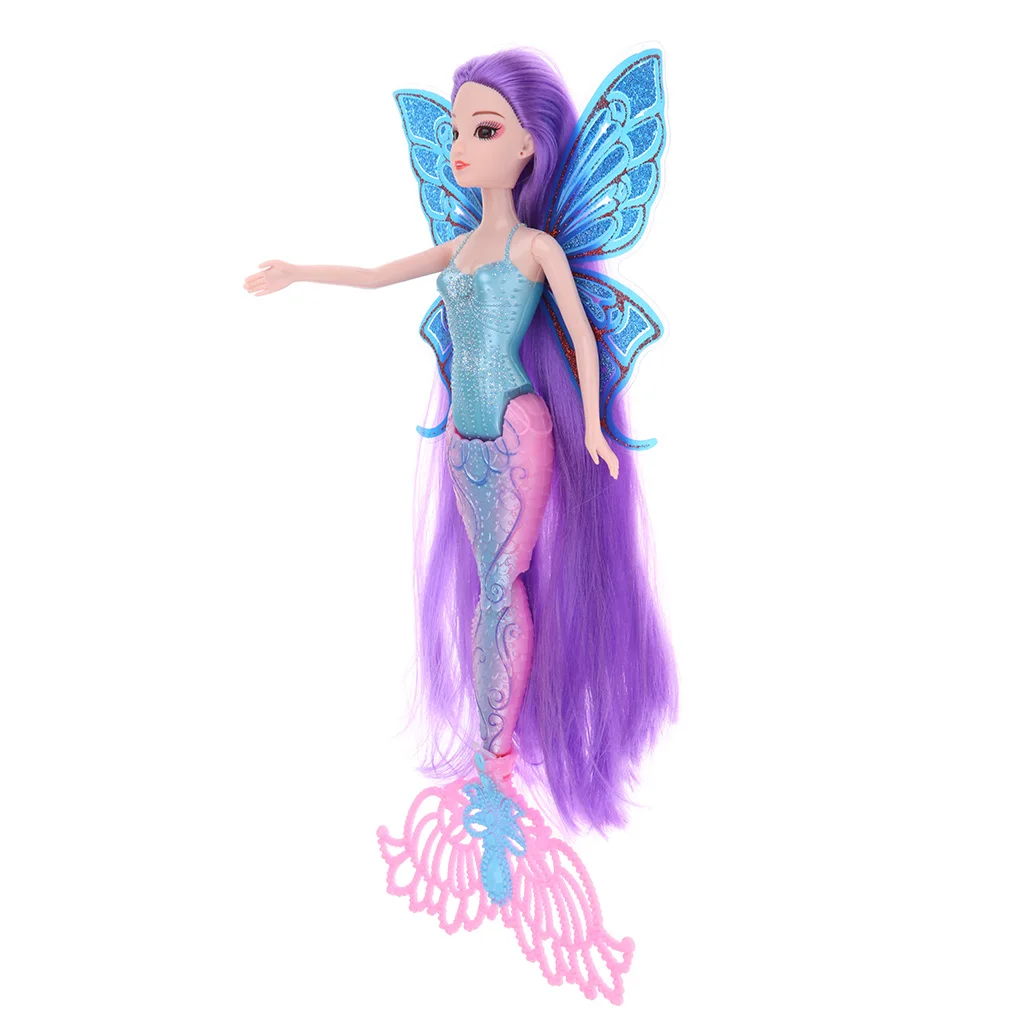 

30cm Modern Girl Magical Mermaid Doll with Wing Kids Birthday Gift Children Pretend Play Toy Cake Toppers