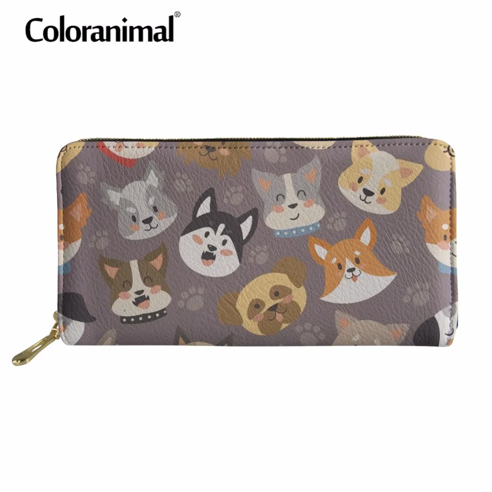 

Длинные кошельки Coloranimal для женщин, милый объемный клатч из искусственной кожи с мультяшным рисунком кошки-пазла для женщин, сумочка для хра...
