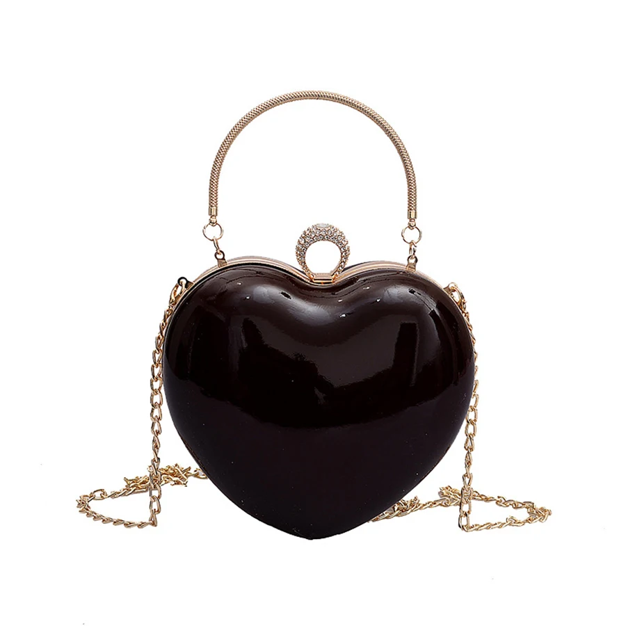 2019 Роскошная лакированная кожа Сердце Форма цепи сумка через плечо с верхней
