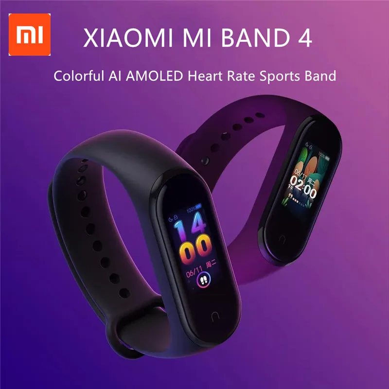 Оригинальный браслет Xiaomi MI Band 4 по самой низкой цене для фитнеса с пульсом и