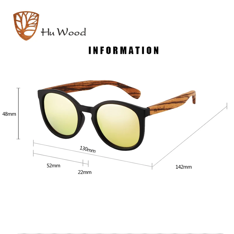 Поляризованные круглые бамбуковые солнцезащитные очки Hu Wood 2018 для мужчин и
