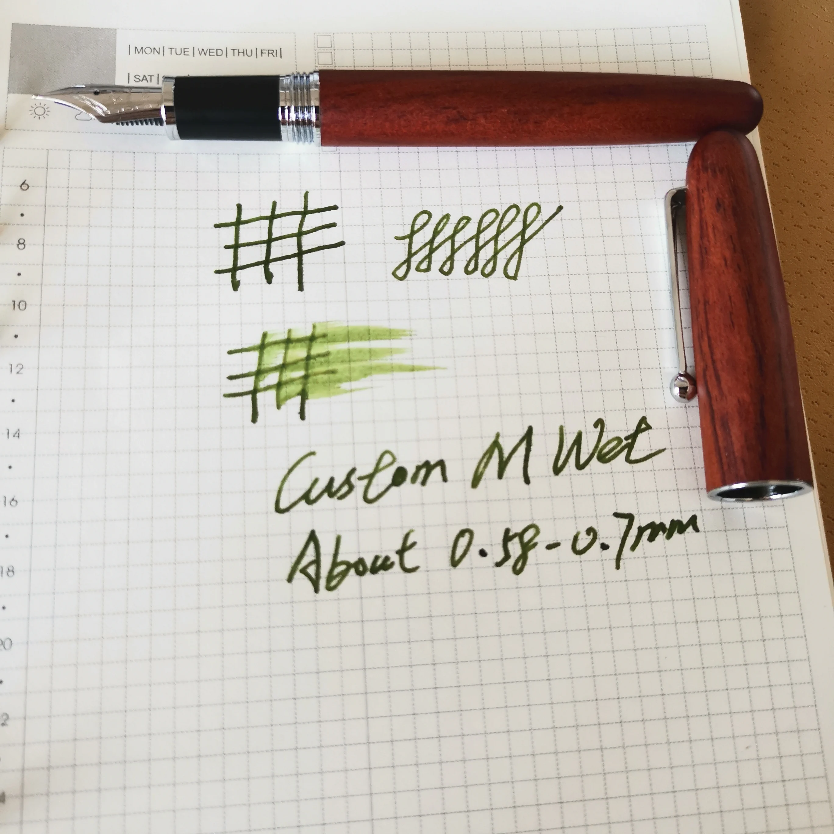 Red Wood M Wet Jinhao Wooden Fountain Pen Ink Pen#6 Size F/M Wet/Architect/Fude Nib Optional Stationery Office school supplies - Цвет: Red Wood M Wet
