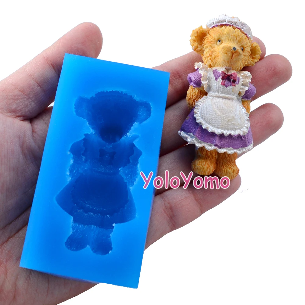 D534YL 59.5mm 3D Bear Silicone Mold - Animal Fondant Cake Decoration Resin Polymer Clay DIY Handmade Candle Gum Paste | Дом и сад