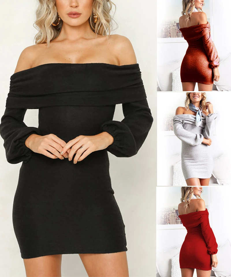 HEE GRAND/Bodycon Мини платья Для женщин Весна 2019 новый сексуальный Slash шеи вечерние