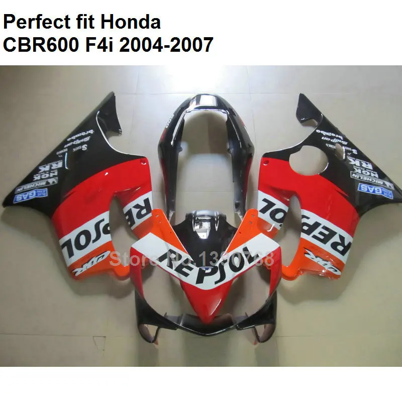 100% подходит для инъекций Обтекатели Honda CBR600 F4i 04 05 06 07 обтекатель CBR600F4i 2004 2005 2006 2007