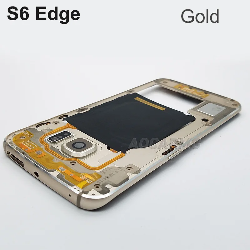 Aocarmo Замена средняя рамка Корпус Шасси для samsung Galaxy S6 Edge G925 SM-G925F S6 G920i/F один/Dual SIM - Цвет: S6 Edge Gold