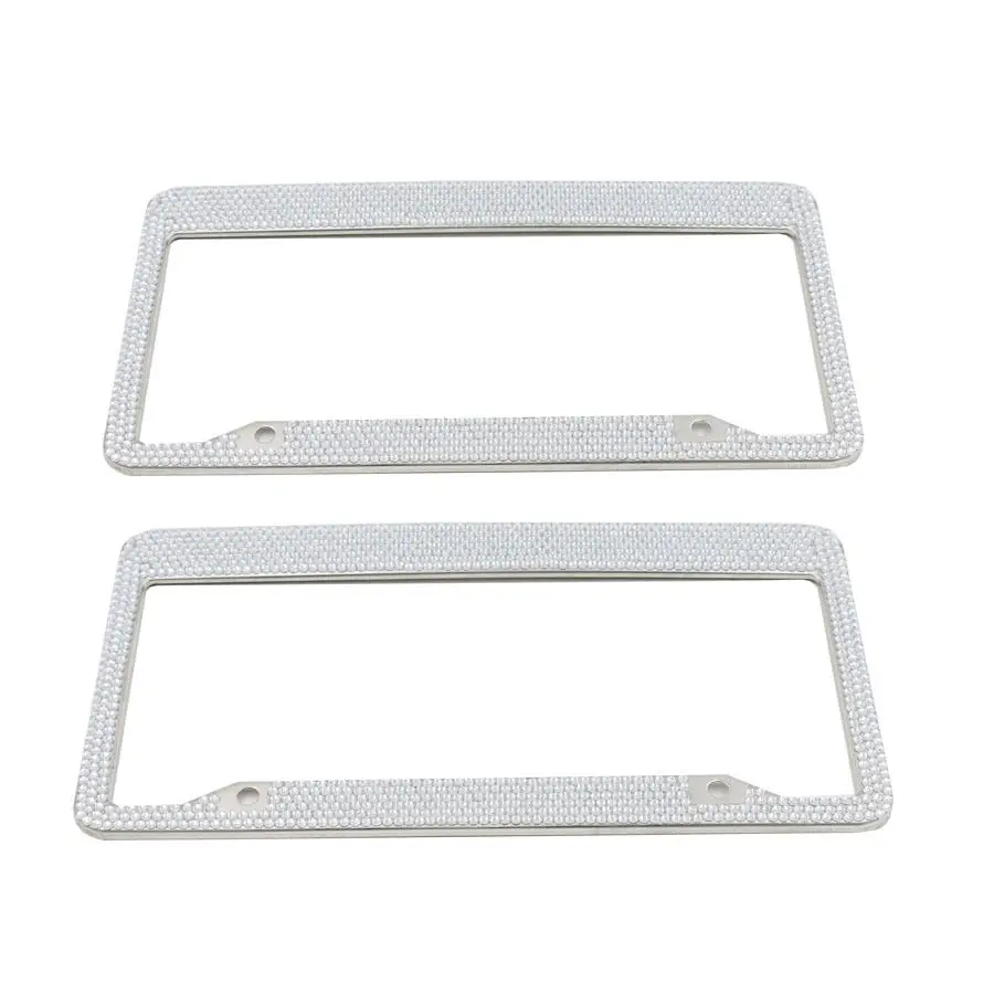 Серебристая оправа для номерного знака с блестящим кристаллом и стразами|license plate