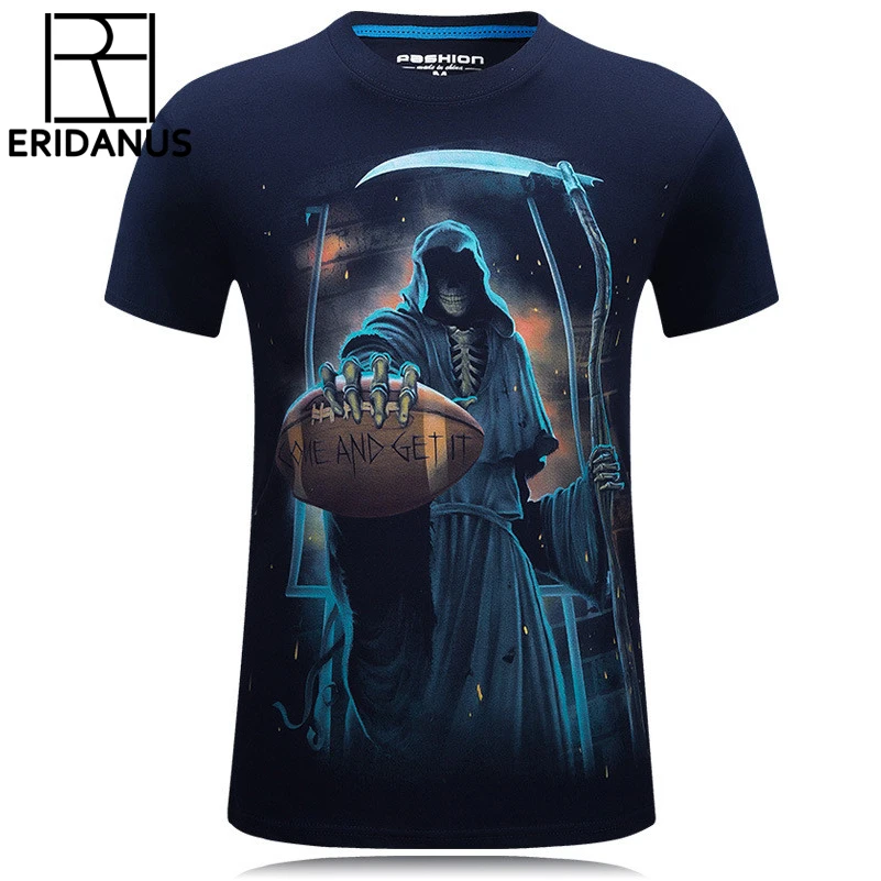 Мужская хлопковая футболка с 3D-принтом круглым вырезом | одежда