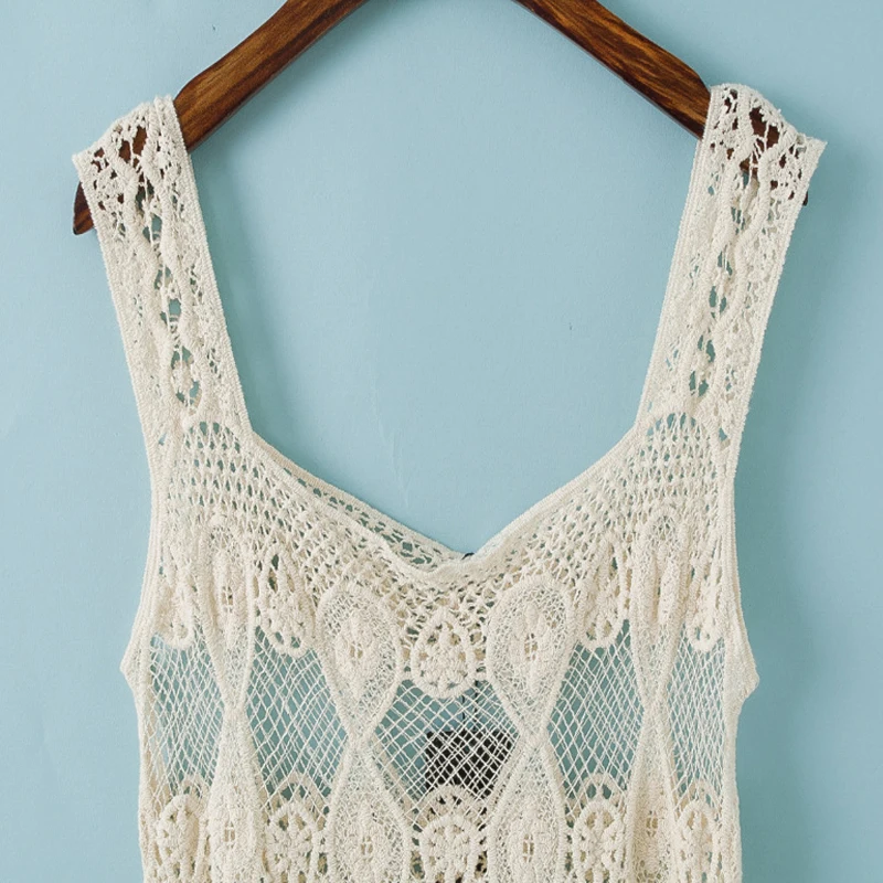 Женское кружевное платье seoaf повседневное пляжное мини-платье на бретельках с