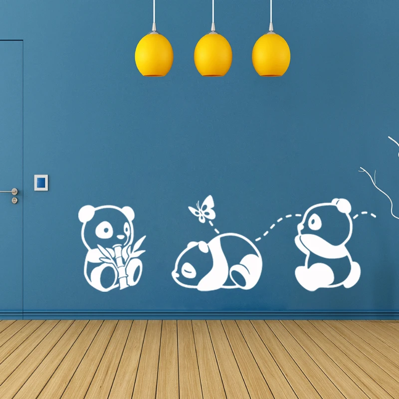 Stickers The Cute 3 Pandas Vinyl Wall Art Decor Mural Decal Wallpaper Living Room Home Poster Kids House Decoration | Дом и сад