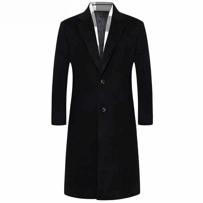Высококачественный тренчкот из 90% шерсти мужская брендовая одежда черная