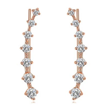 RoseGold Clear Long Большая Медведица с четырьмя зубцами 7 шт. CZ розовые золотые для ушей серьги-гвоздики с крючками модные украшения ZYE534 ZYE548 ZYE527 - Окраска металла: RoseGold Clear Long