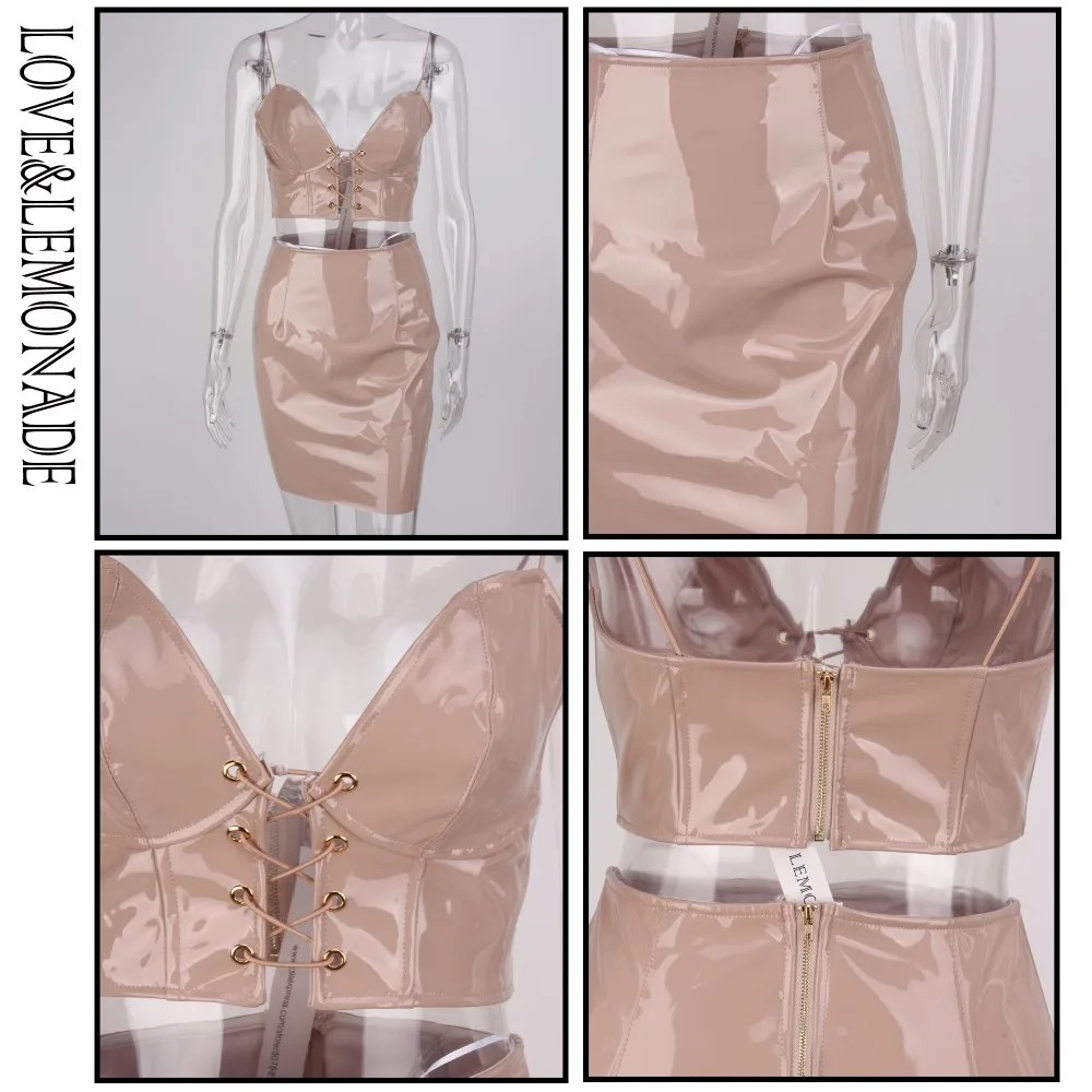 

LOVE & LEMONADE Nude Color Cross Straps Two-Pieces Sets LM0720