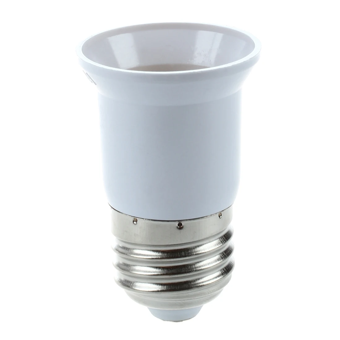 

E27 to E27 Bulb Holder Silver Tone White Adapter Extender