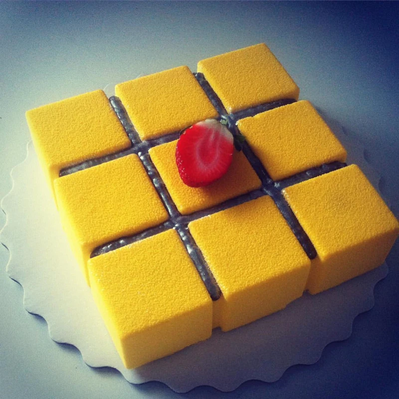 3D силиконовая квадратная кубическая форма для торта мусса десерта выпечки