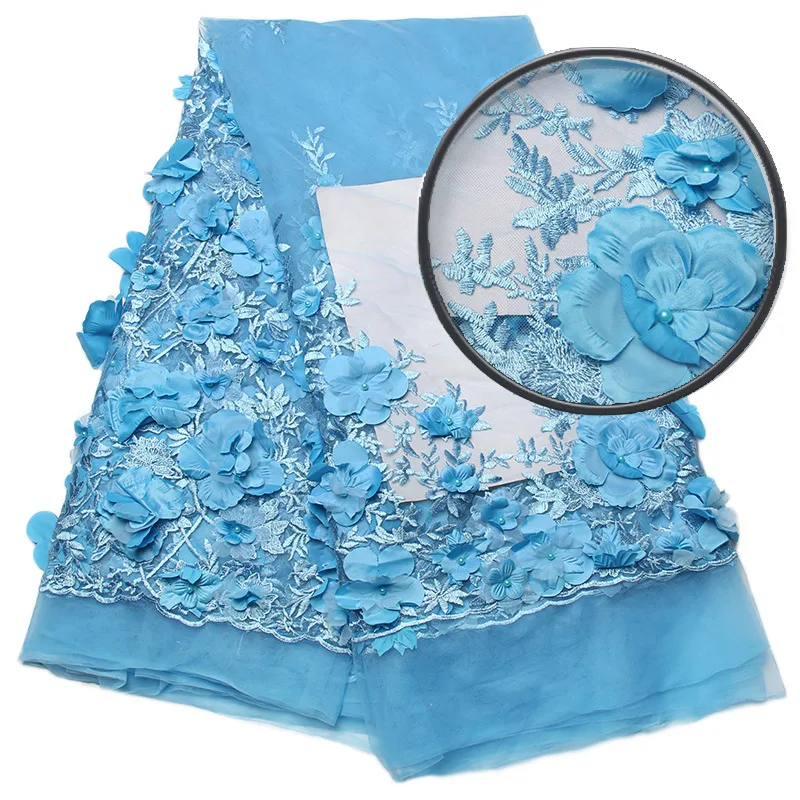 Новейшая красная африканская сетчатая кружевная ткань аппликация с бусинами