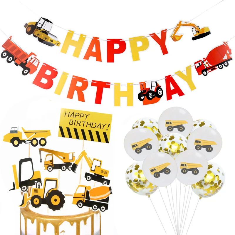Ферма строительство грузовик экскаватор украшение для торта на день рождения