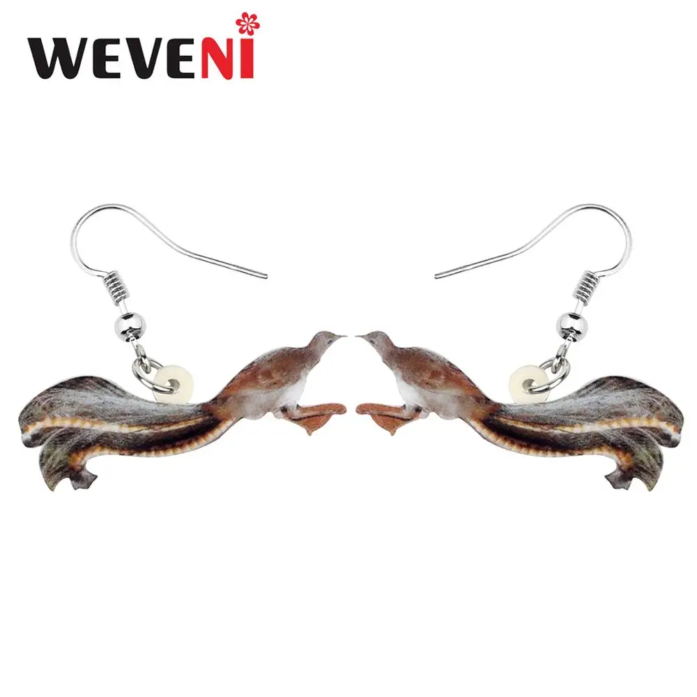 WEVENI, акриловые австралийские великолепные висячие серьги с лирептицей, модные ювелирные изделия с птицами для женщин и девочек, очаровательное Подарочное украшение