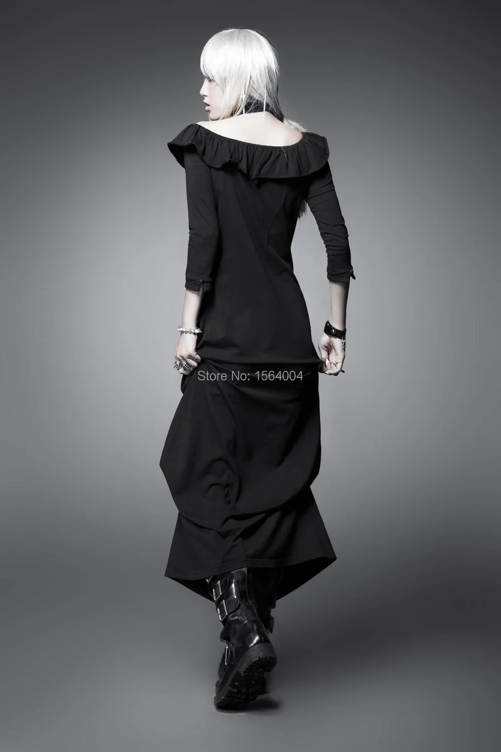 Длинное платье в стиле панк готика Кара монашка женское модное макси одежда для