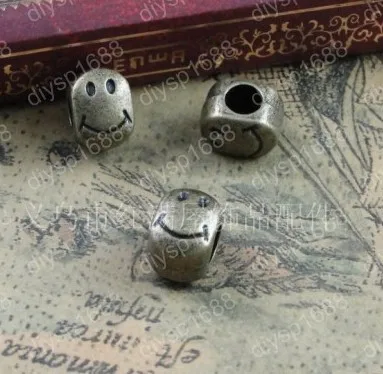 

50pcs/lot Zinc alloy bead Antique Bronze Plated 10*9*8MM (hole 5mm)smile big hole beads Pendants Fit Jewelry Making DIY JHA3162