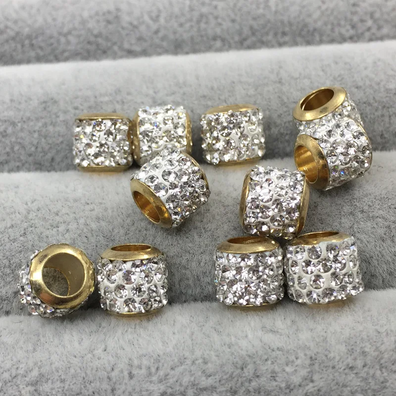 10 шт./лот 6*8 мм золотой цвет белая глина Хрустальные европейские бусины подходят