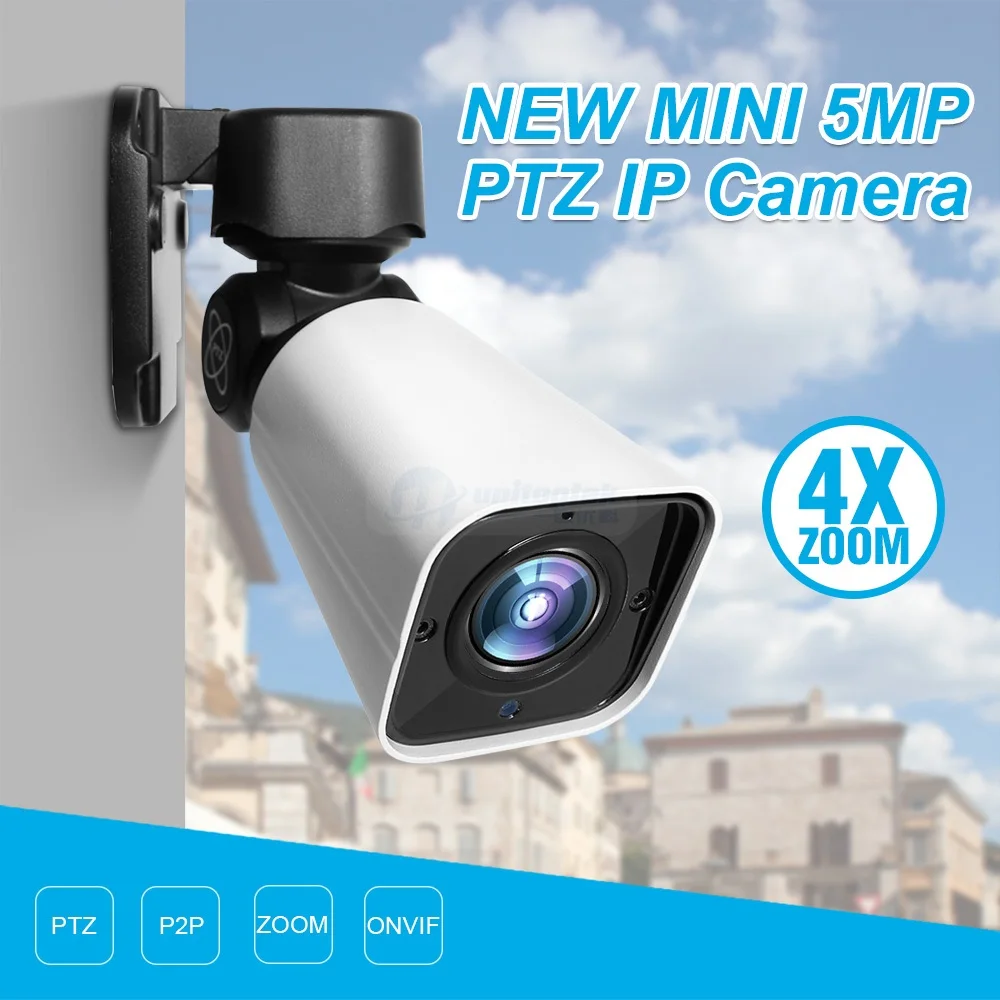 Новая мини 5MP PTZ IP камера Onvif POE Bullet уличная камера 2592*1944 CCTV видеонаблюдения 4X оптический зум ИК 50 м P2P HiSee