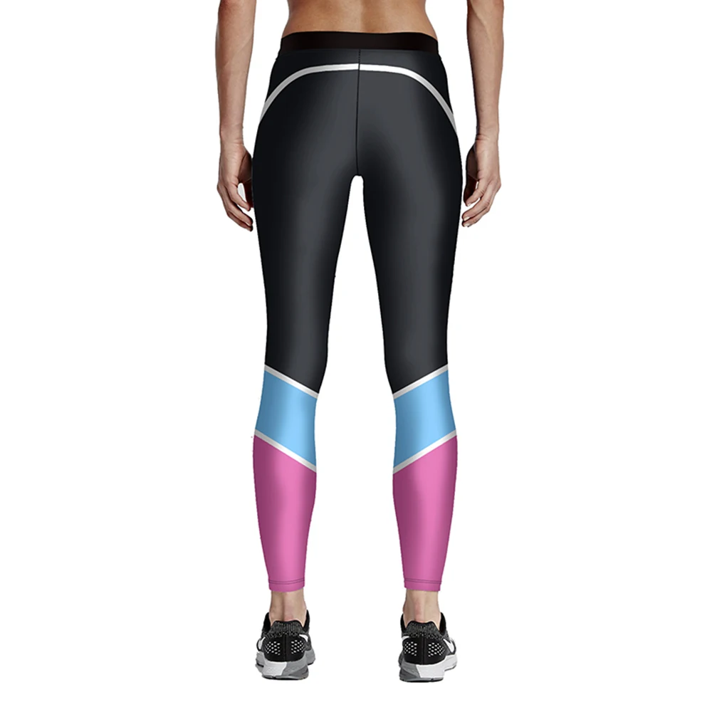 Размера плюс с геометрическим рисунком сетка печать синие спортивные Леггинсы