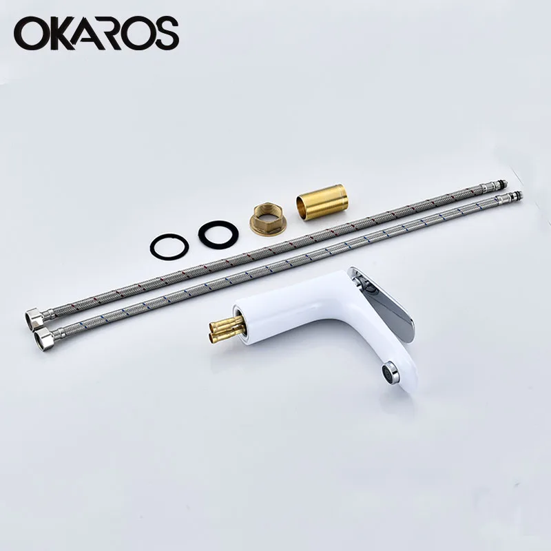 OKAROS белый кран для раковины водопроводный ванной комнаты однотонный черный