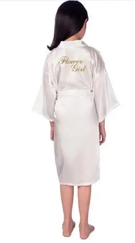 New solid girls stain silk robes flower girl kimono robes wedding brief bathrobes pajamas kids robe+belt nightdress hot sale