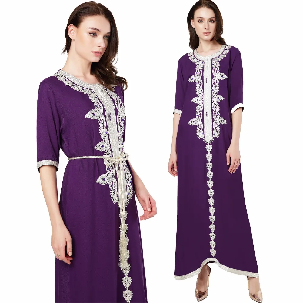 Мусульманское женское платье с длинным рукавом Макси длинное мусульманская