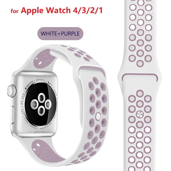 Спортивный ремешок для iWacth 4 44 мм 40 мм силиконовый ремешок для Apple Watch 1 2 3 4 42 мм 38 мм 44 мм 40 мм браслет ремешок+ защита экрана - Цвет: 13