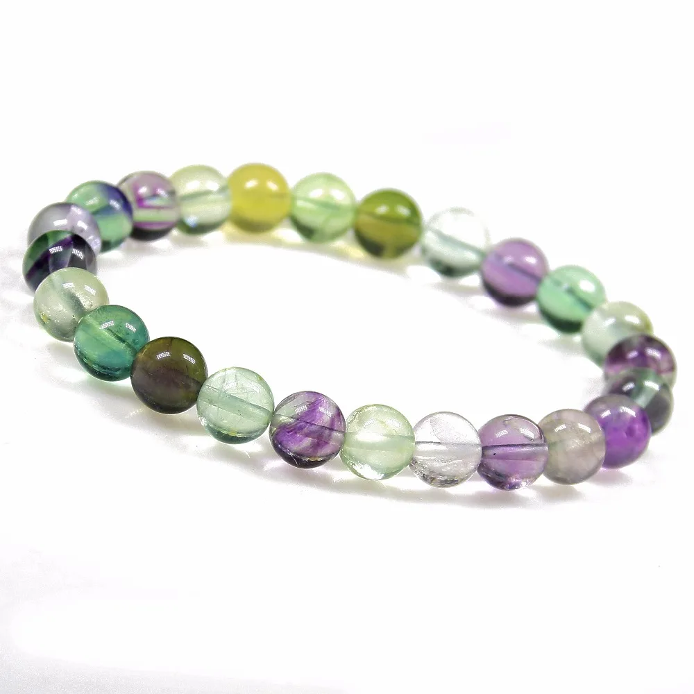 A +++ круглые бусины Aurora флюоритовый браслет из натурального кварцевого камня
