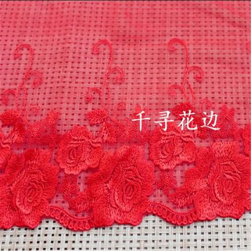 3 ярдов водорастворимый красный кружевной отделкой шириной 20 см LA265 | Дом и сад